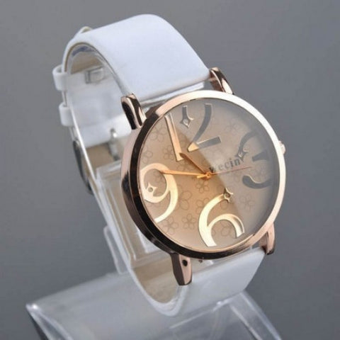 Big Number Women Leather Watch