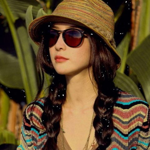 Womens Straw Hat Color Striped Beach Sun Hat
