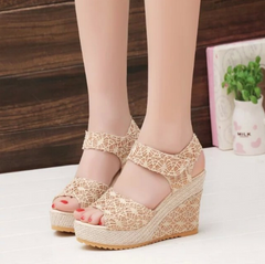 Open Toe Fish Head High Heel Wedge Sandal