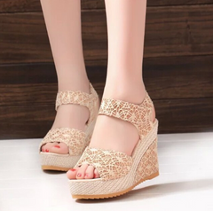 Open Toe Fish Head High Heel Wedge Sandal