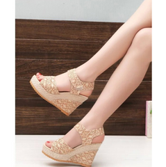 Open Toe Fish Head High Heel Wedge Sandal