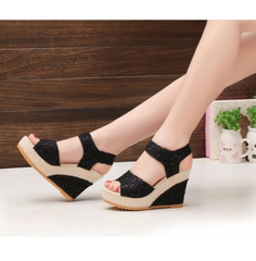 Open Toe Fish Head High Heel Wedge Sandal