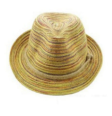 Womens Straw Hat Color Striped Beach Sun Hat