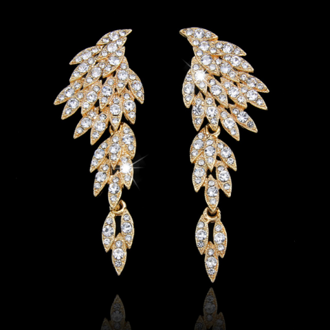 Crystal Bridal Gold Dangle Earrings