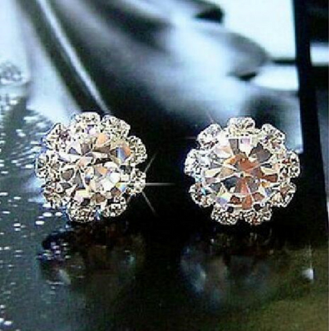 Spherical Crystal Flower Stud Earring