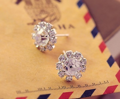 Spherical Crystal Flower Stud Earring