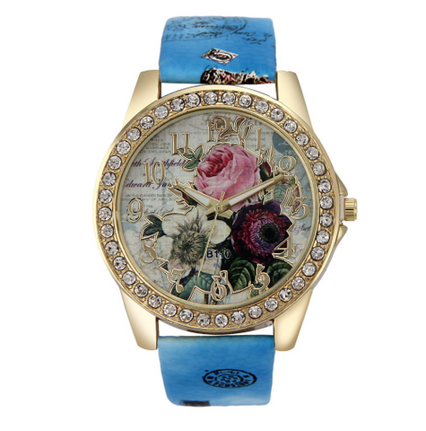 Chinese Style Peony Pattern Digital Watch