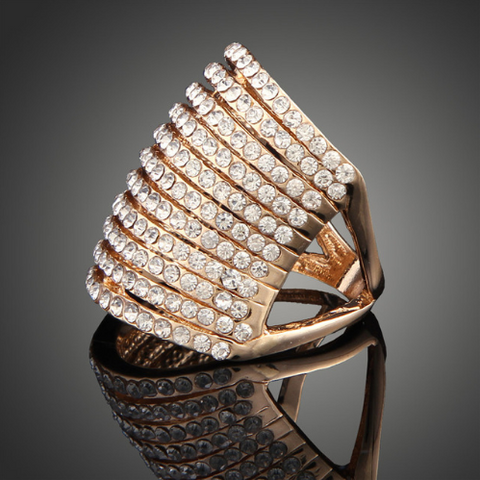 Luxury Stripe Gradient Austrian Crystal Ring